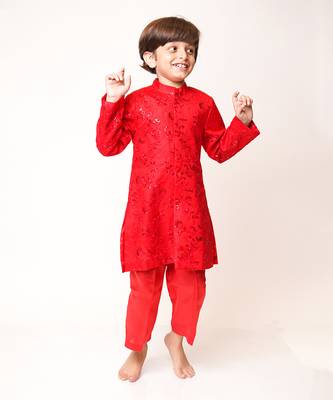 Red Embroidered Sherwani Set 2