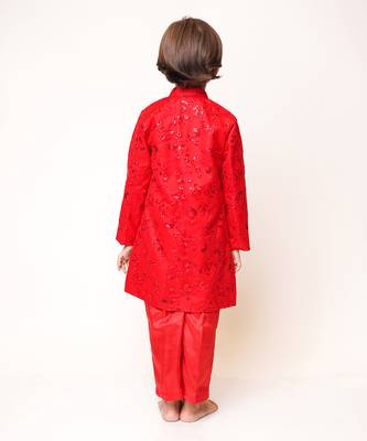 Red Embroidered Sherwani Set 4