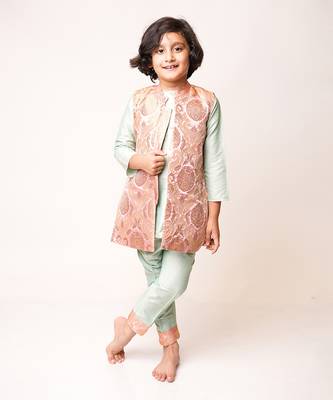 Pistachio And Pink Sherwani Set 1