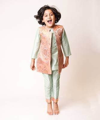 Pistachio And Pink Sherwani Set 2