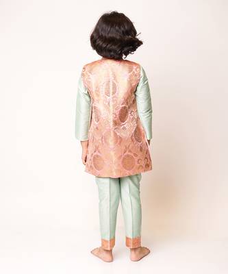 Pistachio And Pink Sherwani Set 3