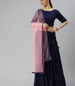 Dark-blue sequins viscose rayon stitched lehenga