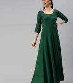 Green embroidered viscose rayon maxi-dresses