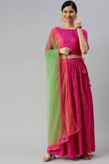 Pink sequins viscose rayon stitched lehenga