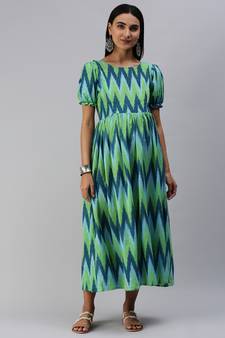 Green woven cotton maxi-dresses