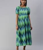 Green woven cotton maxi-dresses