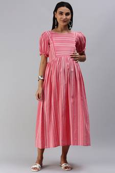 Pink woven cotton maxi-dresses