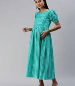 Blue woven cotton maxi-dresses
