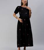 Black embroidered cotton maxi-dresses