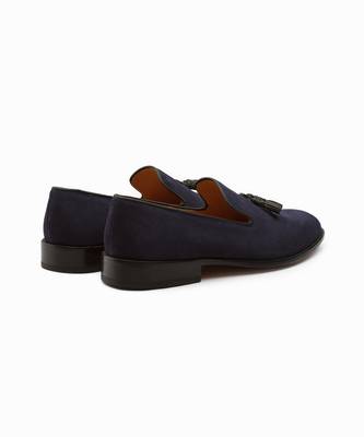 Navy Suede Full Grain Calf Leather Uppers  Shoes 6