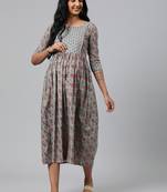 Grey printed cotton maxi-dresses