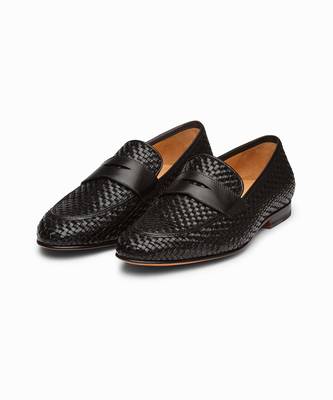 Woven Black Full Grain Calf Leather Uppers  Shoes 1