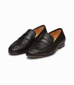 Woven Black Full Grain Calf Leather Uppers  Shoes