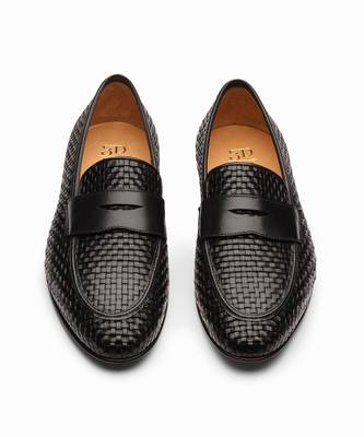 Woven Black Full Grain Calf Leather Uppers  Shoes 7