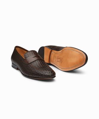 Woven Dark Brown Full Grain Calf Leather Uppers  Shoes 4