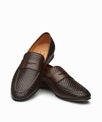 Woven Dark Brown Full Grain Calf Leather Uppers  Shoes 5