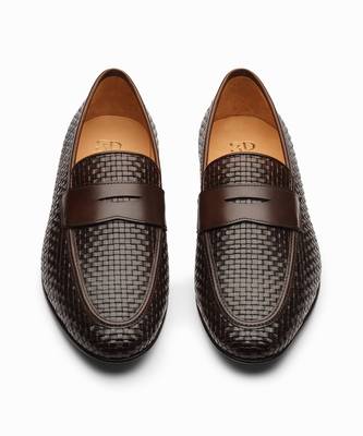 Woven Dark Brown Full Grain Calf Leather Uppers  Shoes 7