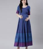 Blue woven cotton maxi-dresses