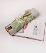 Multicolor Tropical Print Silkmul Scarf With Piping