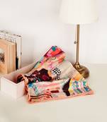 Multicolor Trance Print Silkmul Scarf With Piping