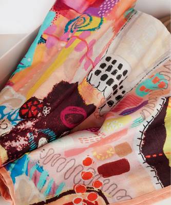 Multicolor Trance Print Silkmul Scarf With Piping 2