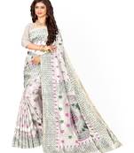 White hand woven art silk saree with blouse