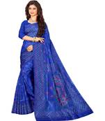 Blue hand woven art silk saree with blouse