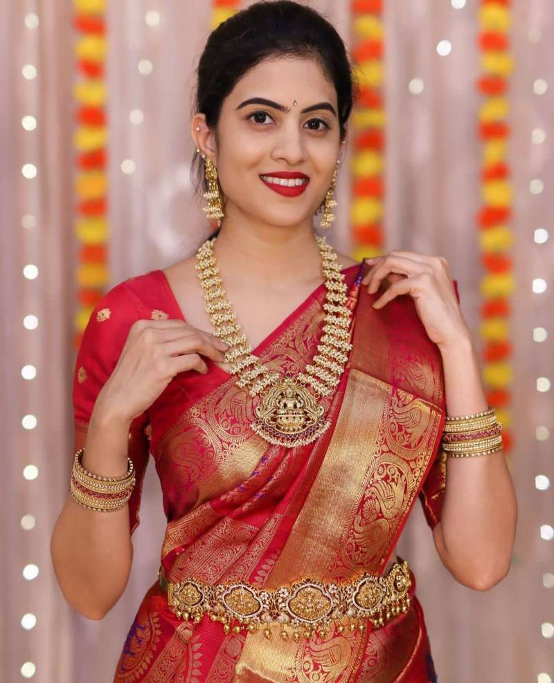 RED BEAUTIFUL BRIDAL SAREE 