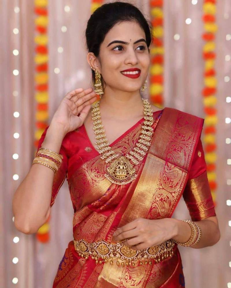 RED BEAUTIFUL BRIDAL SAREE 