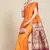 Orange Woven Silk Blend Saree With Blouse