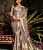 Coffee woven silk blend saree with blouse