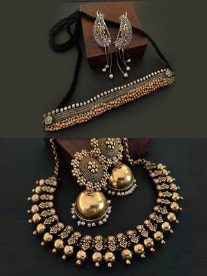 Binnis wardrobe Dual tone Choker and Gold tone jewellery Set 1