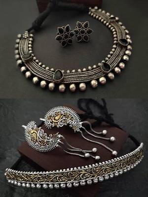 Binnis wardrobe German-Silver plated and Dual tone choker necklace set 1