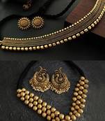 Binnis wardrobe Gold tone choker and Gold plated bead jewellery set