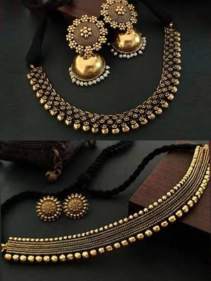 Binnis wardrobe kolhpuri Gold plated and Gold tone choker necklace set 1