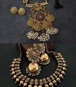 Binnis wardrobe Gold tone with White pearl and Kolhapuri Gold tone  jewellery set