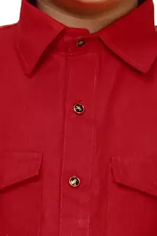 Red Cotton Jacquard Pathani Kurta Pajama Set Traditional Wear