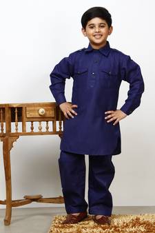 Sky Blue Cotton Jacquard Pathani Kurta Pajama Set Traditional Wear