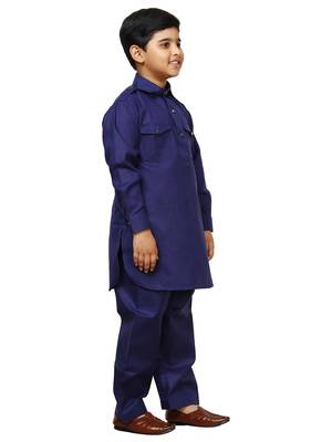 Sky Blue Cotton Jacquard Pathani Kurta Pajama Set Traditional Wear 3