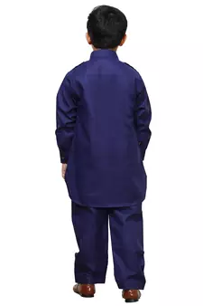 Sky Blue Cotton Jacquard Pathani Kurta Pajama Set Traditional Wear