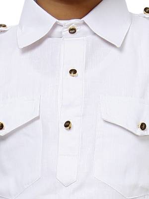 White Cotton Jacquard Pathani Kurta Pajama Set Traditional Wear 5