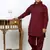 Maroon Cotton Jacquard Pathani Kurta Pajama Set Traditional Wear