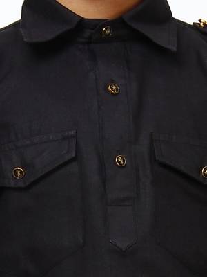 Black Cotton Jacquard Pathani Kurta Pajama Set Traditional Wear 5