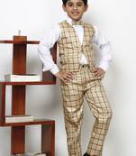 Beige 3 Piece Baba Suit Set Cotton For boys // Western Wear