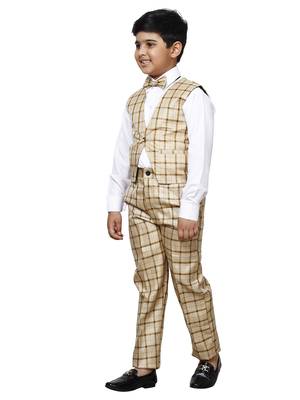 Beige 3 Piece Baba Suit Set Cotton For boys // Western Wear 2