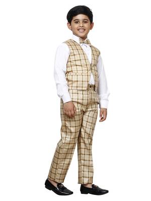 Beige 3 Piece Baba Suit Set Cotton For boys // Western Wear 3
