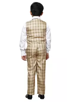 Beige 3 Piece Baba Suit Set Cotton For boys // Western Wear