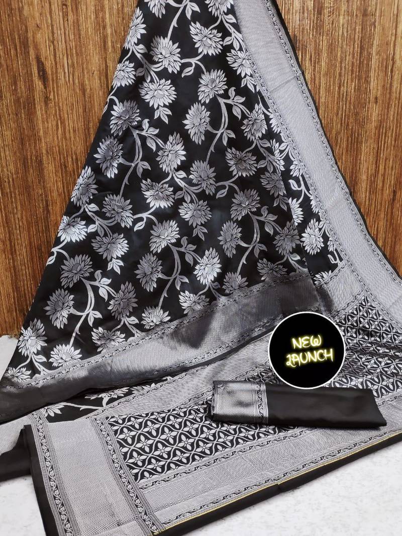 Black Kanjivaram Silk Saree With Zari Weaving