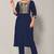 Navy Blue Trendy cotton silk long-kurtis