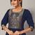 Navy Blue Trendy cotton silk long-kurtis